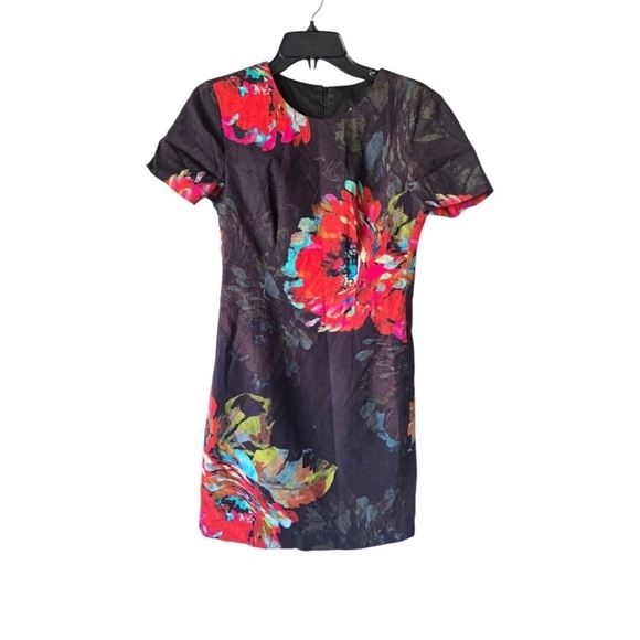 Trina Turk Natasha Floral Dress 6 Women Kneel Length Pencil Lined Boho Coastal - Picture 4 of 10